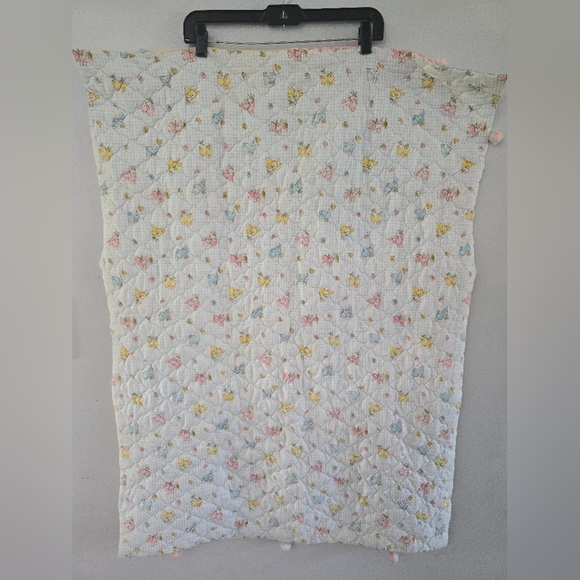 vintage baby crib quilt blanket hand embroidered nursery Cat, Clown, Rabbits *re - Picture 8 of 13